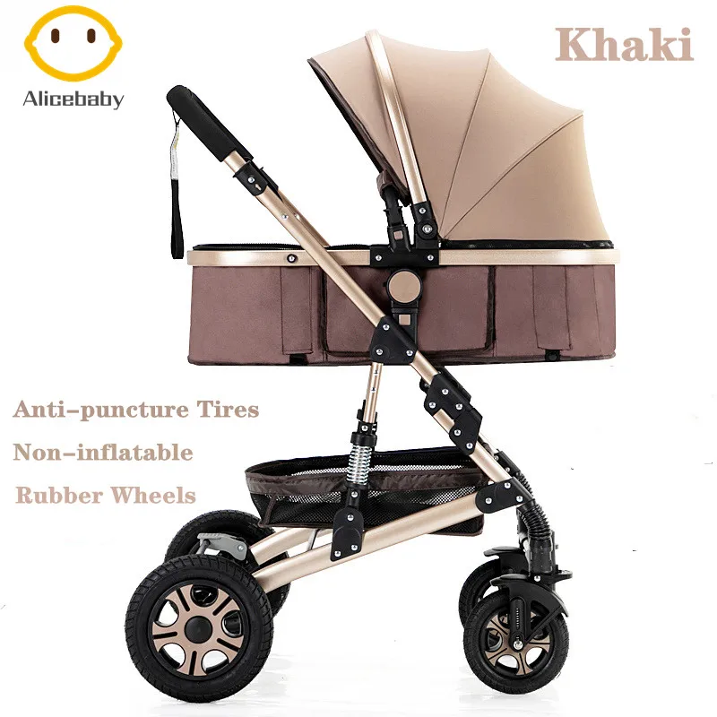 Belecoo, Роскошная детская коляска, коляска для новорожденных и малышей, переносная люлька, коляска, одиночная детская коляска с бесплатным подарком - Цвет: K 4 wheels rubber