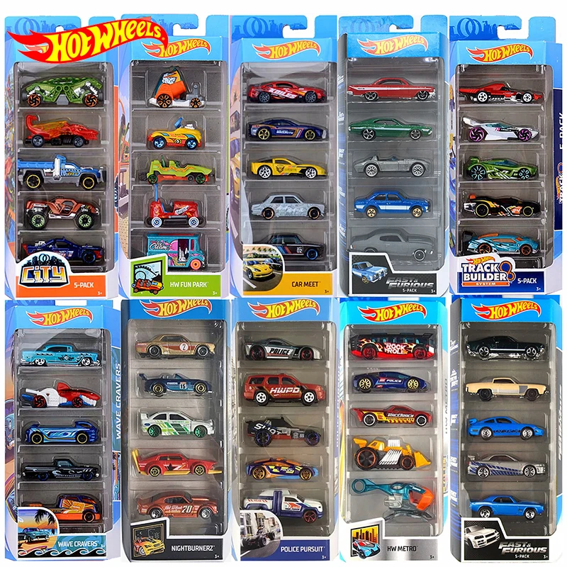 Оригинальный литой спортивный автомобиль Hot Wheels 5 шт. Трековый набор 1:64
