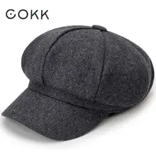 COKK, новая мода, восьмиугольные шляпы для женщин, Классическая Кепка Newsboy s, мужская, винтажная, художника, художника, остроконечная Кепка, британский стиль, берет унисекс