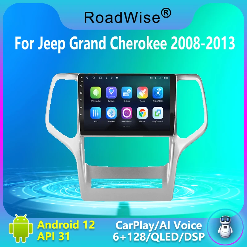 Carplay Android 12 Auto Radio For Jeep Grand Cherokee 2008-2013 Car Multimedia Stereo Player Navigation DVD GPS 2 Din 4G |