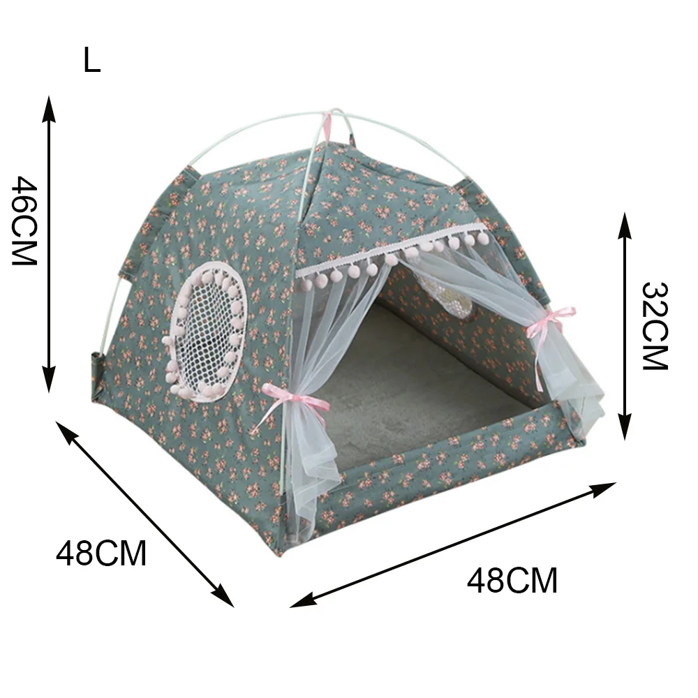 Portable Foldable Pet Dog Tent House Breathable Print Pet Cat House With Net Outdoor Indoor Mesh Cat Small Dog Tent House O