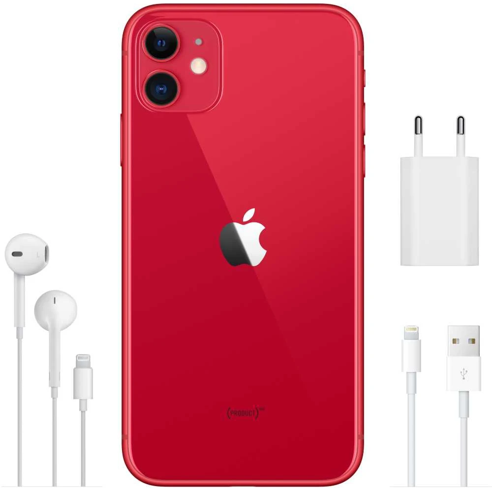 Smartphone Apple iPhone 11 MWM32RU/A 128 GB red 3G 4G 1Sim 6." IPS 828X1792 iOS 13 12Mpix 802.11ax