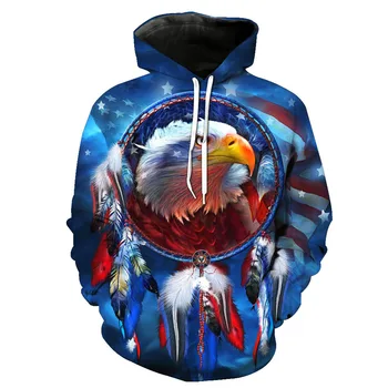

Eagle printed hooded pocket pullover men's tide hooded men's vests Sweatshirts