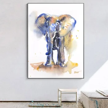 

Animal Art Canvas Poster Prints Watercolor Elephant Home Wall Decor Painting No Frame