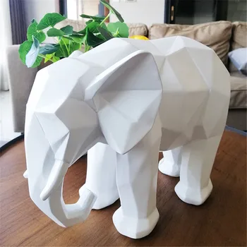 

Simple Resin Elephant Statue Resin Ornaments Home Decoration Accessories Geometric Elephant Sculpture Home Decor 25x13.5x20CM