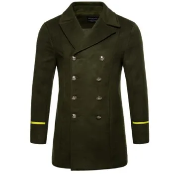 

Autumn Winter Men's Slim Woolen Coat Fashion England Style Men Turn-down Collar Long Style Windbreaker Coats for 2018 New