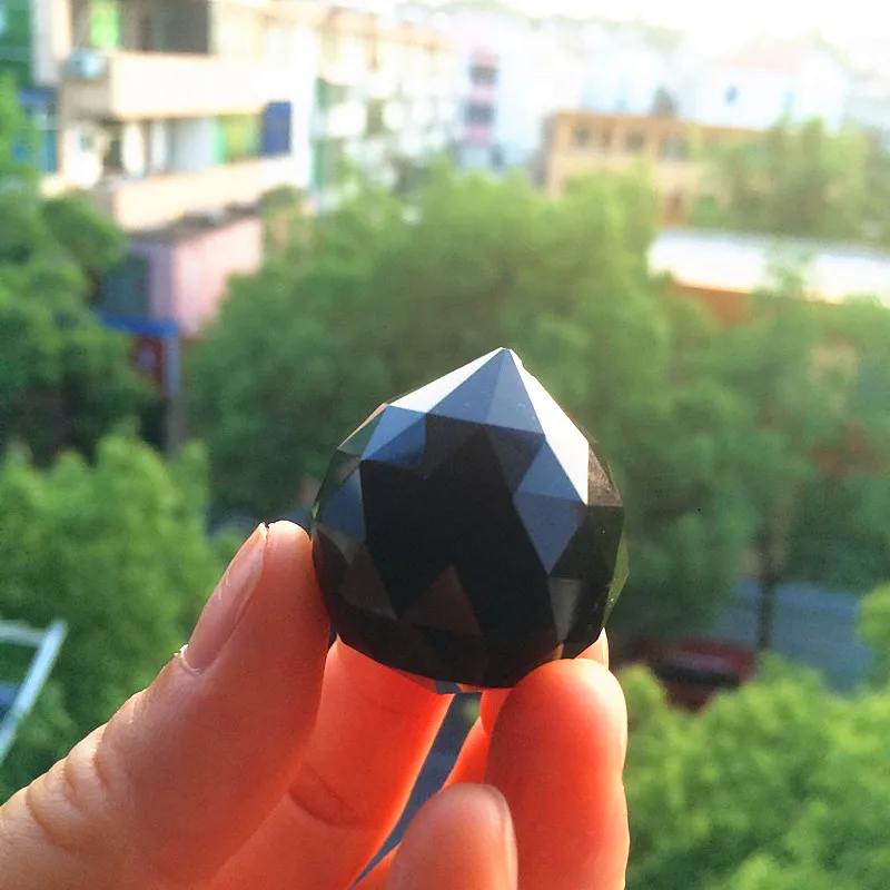 Black K9 хрустальные подвески для люстры(свободное кольцо) многоцветная резка и граненое стекло 30 мм Хрустальное стекло фэншуй-шарик для рождественской елки - Цвет: Black