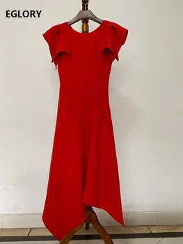 

Slim Fit & Flare Party Green Black Red Dresses 2020 Spring Summer Women Ruffle Shoulders Mid-Calf Sexy Backless Dress Vestidos