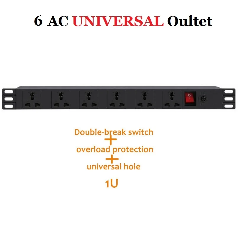 6 AC Outlet Блок питания PDU 6/8 AC универсальная розетка 10 А 250 в двойной выключатель защита от перегрузки Инженерная розетка-удлинитель - Цвет: 6 AC Outlet