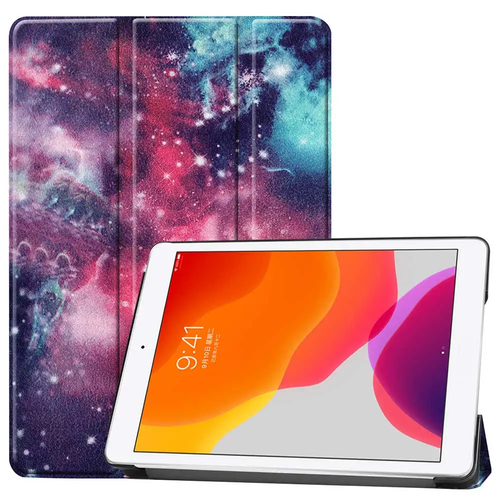 Кожаный чехол-подставка с принтом для Ipad 10,2 iPad 7 Gen, чехол с функцией автоматического сна, умный чехол для Apple iPad 10," чехол
