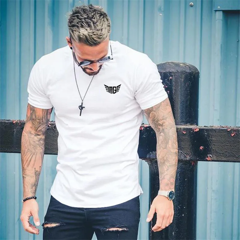 

Mens Fitness Sports Clothing Trend Casual T Shirts Brand New Fashion T Shirts Men Cool Tee Shirt Tops Short Sleeve Cotton Tshirt