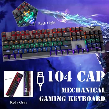 

LEORY USB Wired Gaming Mechanical Keyboard Blue Switch 104keys Backlit 22 Lighting Effects For Gamer Laptop Computer