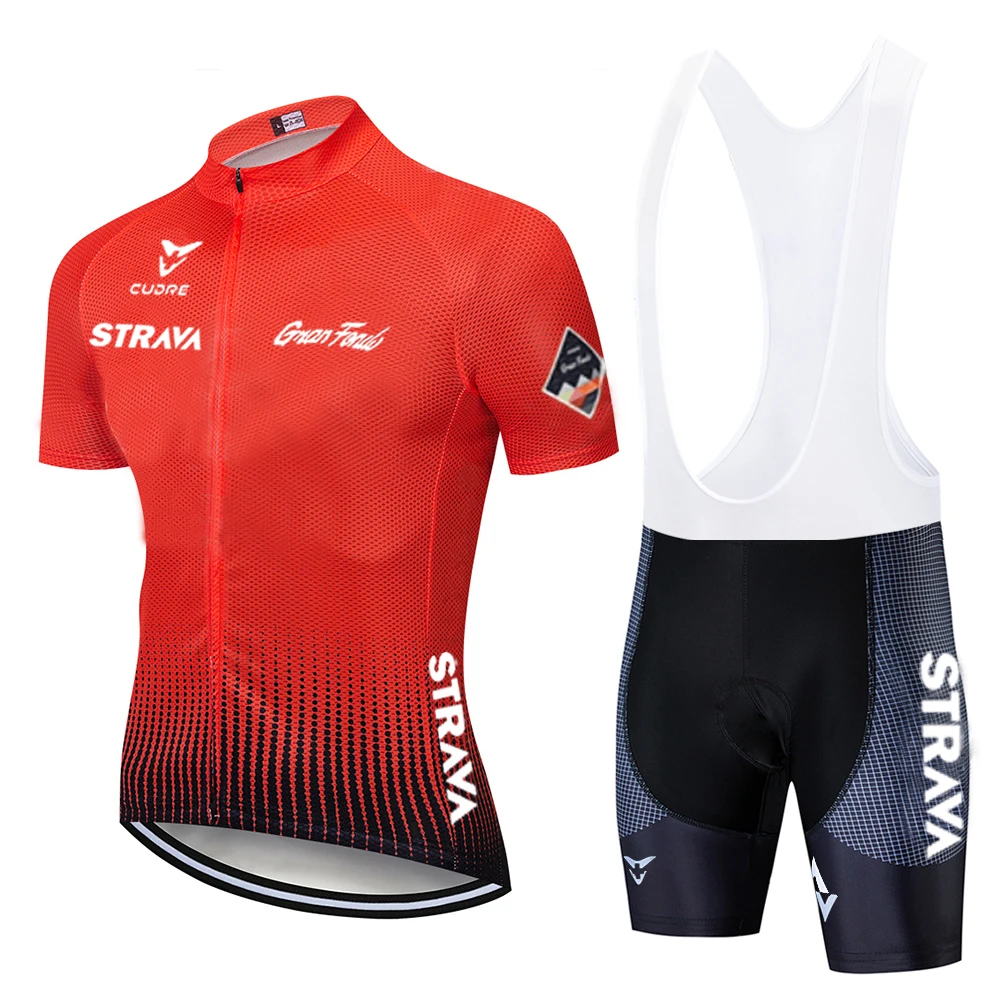 

New STRAVA 2020 Summer Short sleeve Cycling Jersey Set Breathable Sport Bicycle Jersey Men Cycling Clothing outdoor Bike Jersey