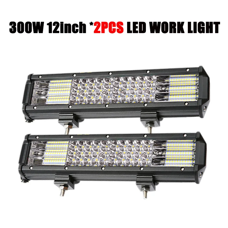 300W 12inch 2pcs 12 В 24 в светодиодный рабочий светильник 4x4, автомобильные аксессуары, светильник для вождения, внедорожный головной светильник, точечный прожектор, комбинированный луч, противотуманный светильник, лампа для грузовика, лодки - Цвет: 300W 12inch 2pcs