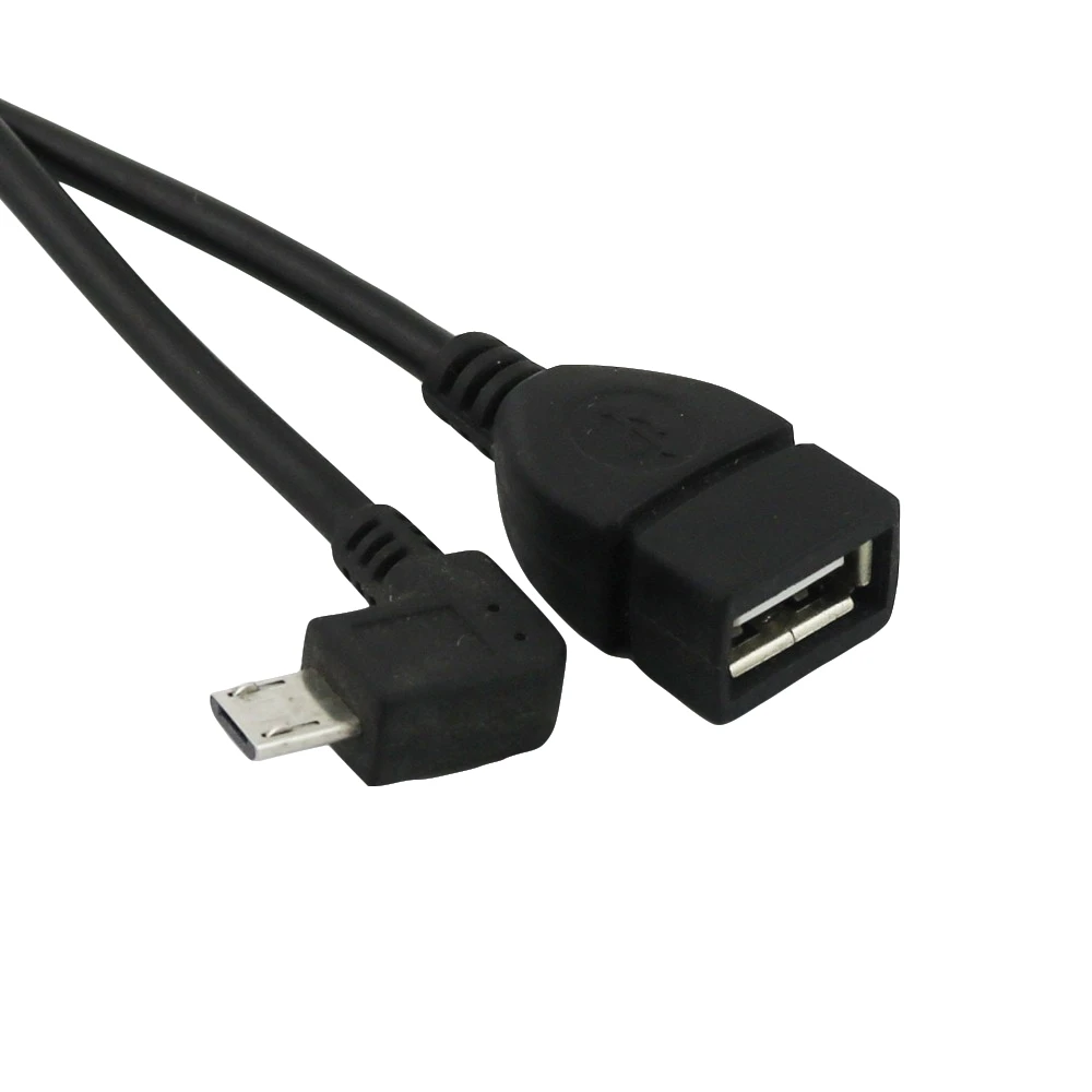 5x Micro 5 pin Мужской прямой угол к USB 2,0 A Женский хост OTG Кабель-адаптер для передачи данных Шнур 12 см
