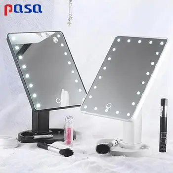 

LED Makeup Mirror Illuminated Cosmetic Table Mirror With Light for Make Up Adjustable Light 16/22 Touch Screen Stand Mirrors