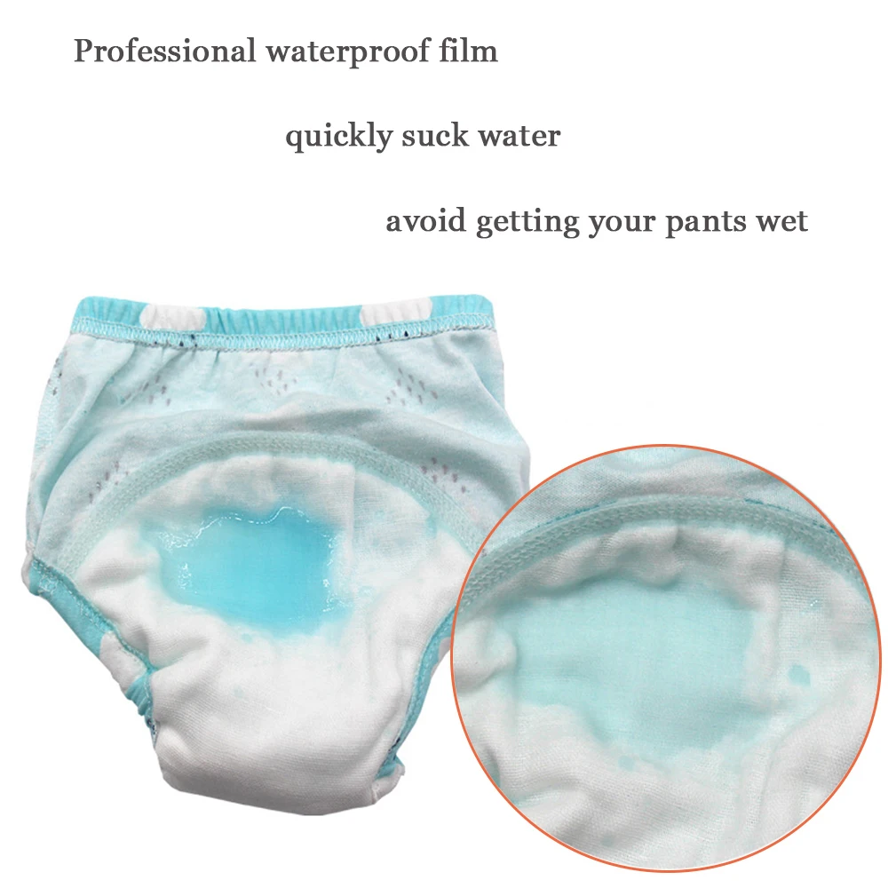 Cute Baby Diapers Reusable Nappies 4 Layers Cloth Diaper Washable Infants Children Baby Cotton Training Pants Panties Nappy 3PCS