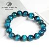 JD, brazaletes de Buda de alta calidad de ojo de tigre azul con piedras naturales, cuentas redondas, pulsera de cuerda elástica para hombres y mujeres ► Foto 3/6