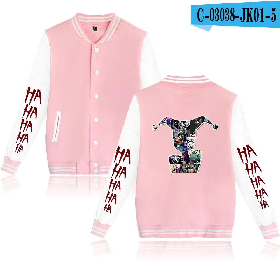 Новая бейсбольная форма Джокера Мужская одежда Harajuku Slim fit хлопковая модная бейсбольная куртка кэжуал - Цвет: pink