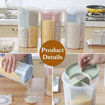 

Home Kitchen Storage Jar Sealed Anti-moisture Sorting Grids Beans HYD88