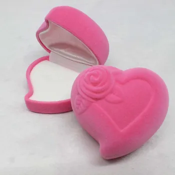 

Velvet heart jewelry box engagement wedding Couple ring earring jewelry display storage box case for rings jewelry box