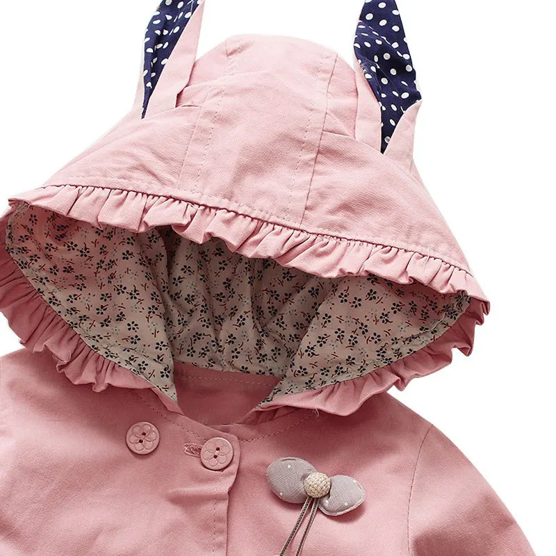 Children Girls Coats Cartoon Cotton Hooded jacket baby girls full sleeve long jacket solid color for 0-4 Y