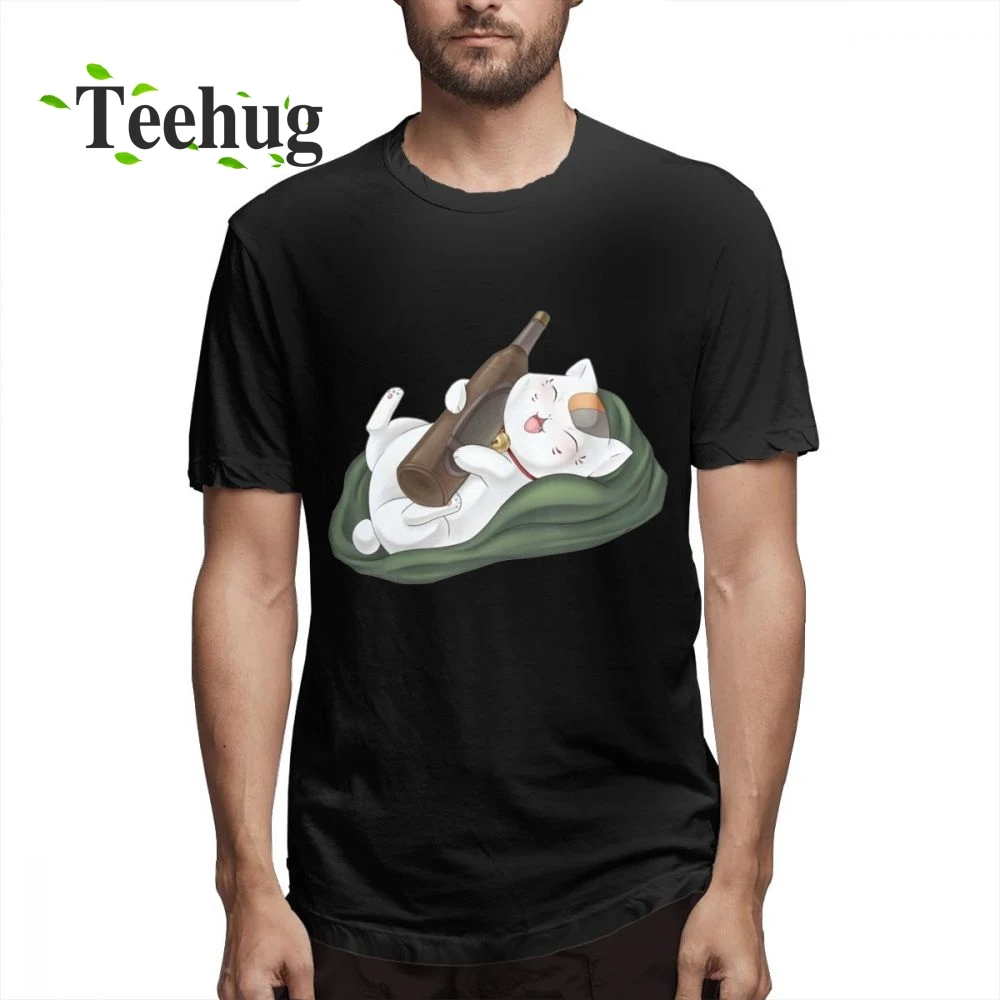 Best Warm Drink Nyanko Top Tees For Man GINTAMA Gin Tama Silver Soul T shirt Popular Unique Round Neck Sakata Sadaharu Tees