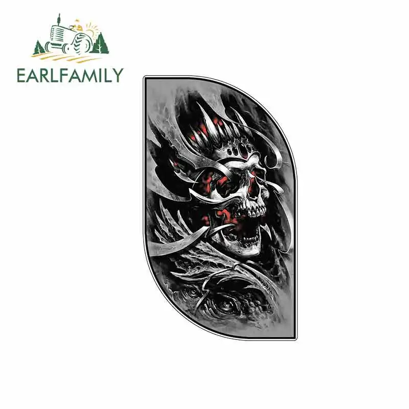 

EARLFAMILY 13cm x 7.6cm for King Fire Skull Funny Car Stickers Vinyl Sunscreen RV VAN Fine Decal JDM Car Accessories Graphics