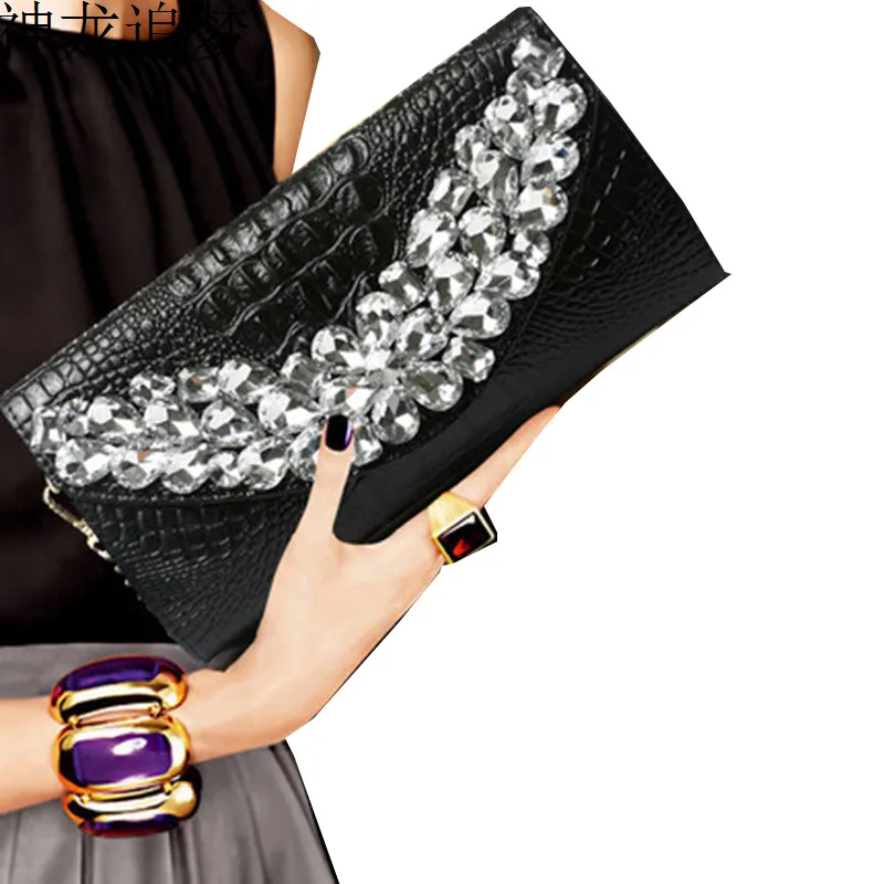 

Famous design Diamonds Flower women Clutch Bag Women Genuine Leather Handbag Long Wallet Shoulder bag Evening bag Crossbody Bag