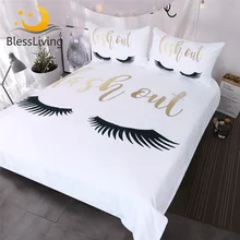 Blesslive набор постельного белья с изображением ресниц, королева, золото и черный, милый рисунок глаз, пододеяльник, набор из 3 предметов, Забавный пододеяльник для модных девочек
