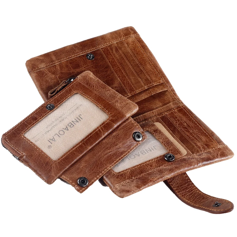 

100% Men's Genuine Leather Wallet Brown Wallet with Credit Card Holder Male Coin Pocket High Quality Leather Men's Clutch Bags