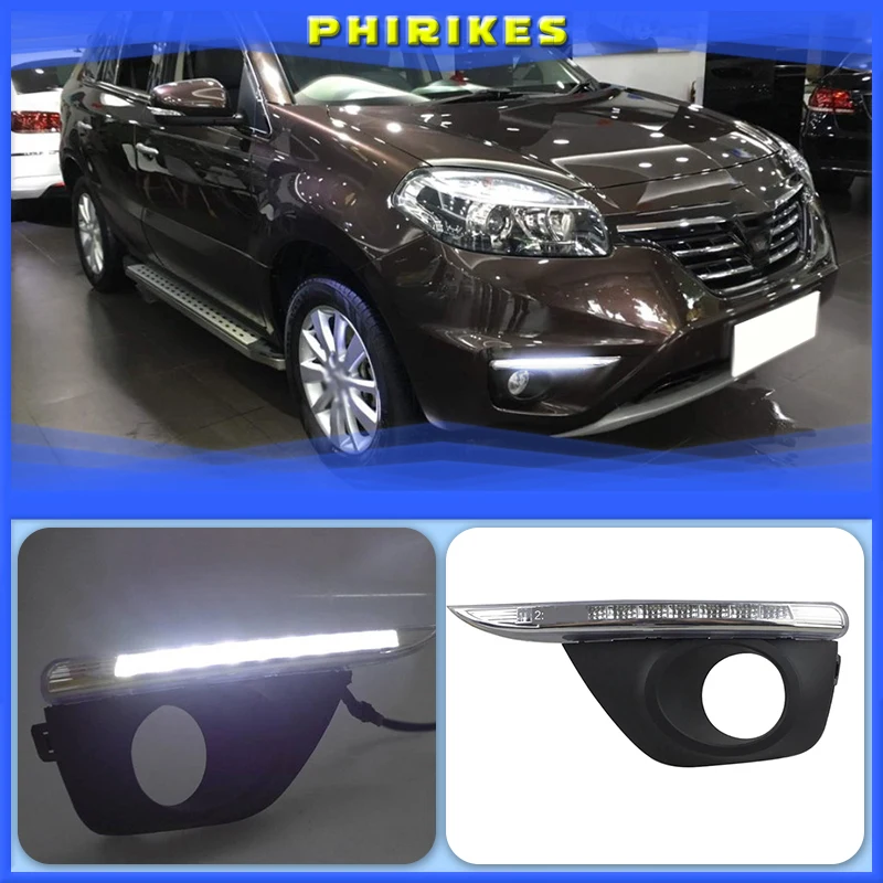 

For Renault Koleos 2011 - 2014 Super Brightness Waterproof ABS Car DRL 12V LED Daytime Running Light With Fog Lamp Cover