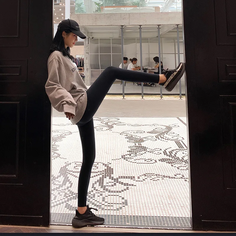 

2020 New Shark Skin High Elastic Leggings Women's Spring and Autumn Wear Black Barbie Liquid Pants Pressure Tight Leggings