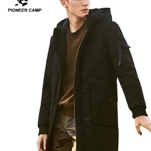 Толстый зимний мужской пуховик брендовая одежда с капюшоном Теплый пуховик Мужская длинная Черная куртка