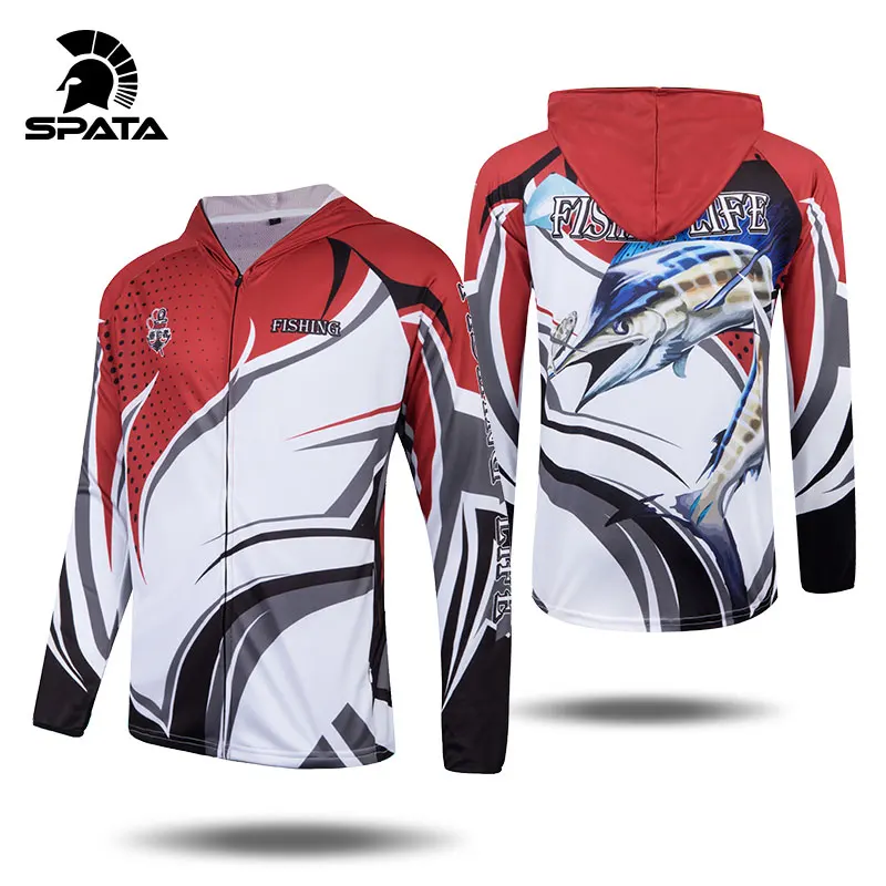 Одежда для рыбалки SPATA с капюшоном УФ куртка быстросохнущее пальто рубашка