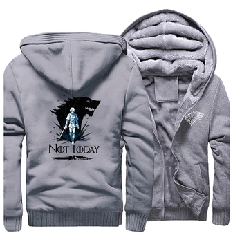 

Game Of Thrones Not Today Arya Stark Casual Men's Coat 2019 Winter Warm Fleece High Quality Men Hipster Slim Fit Thicken Hoodies