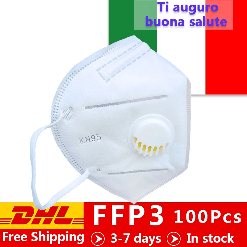 

100 Pcs Anti-virus mascherine ffp3 Activated carbon folding mask with breathing valve pm2.5 anti-fog dustproof protection safe