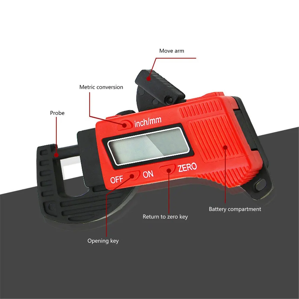 12.7mm/.5" Carbon Fiber Composites Digital Thickness Caliper Micrometer Red L&6 