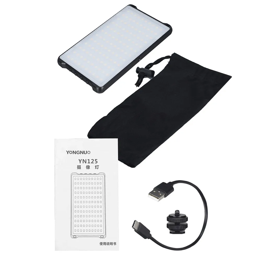 YONGNUO YN125 Mini LED Fill Light Photography Lamp 120pcs LEDs Dimmable 3200-5600K for Live Video Group Photos Selfie Taking