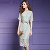 TESSCARA Women Summer Elegant Lace Dress Festa High Quality V-neck Cocktail Party Robe Femme Vintage Designer Pencil Vestidos ► Photo 2/5