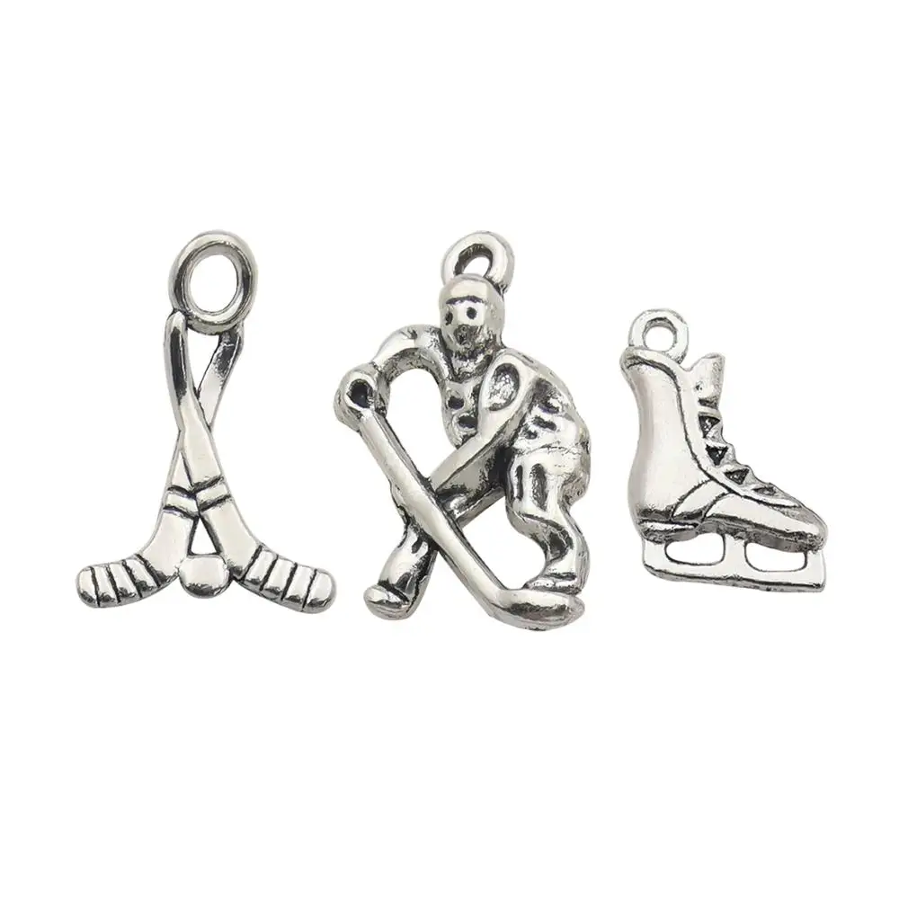 

45pcs Antique Silver Hockey Games Charms Pendnats For DIY Necklace Bracelets Jewelry Making-M323