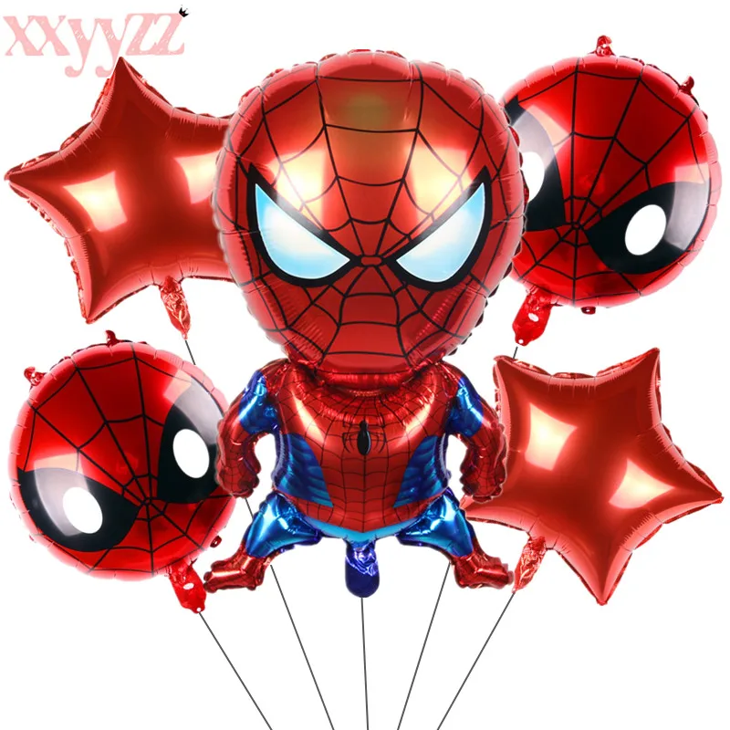 XXYYZZ 5 шт./Человек-паук Фольга Воздушный шар супергерой Мстители Бэтмен День рождения украшение ребенок мальчик игрушка воздушный шар - Цвет: 2