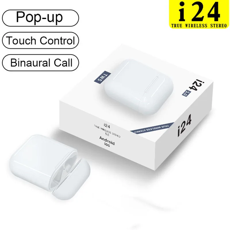 

i24 tws Bluetooth Earphones Touch Control Wireless Headphones Auto Pairing Stereo Earbuds Binaural Call Headset PK I10 I27 I23