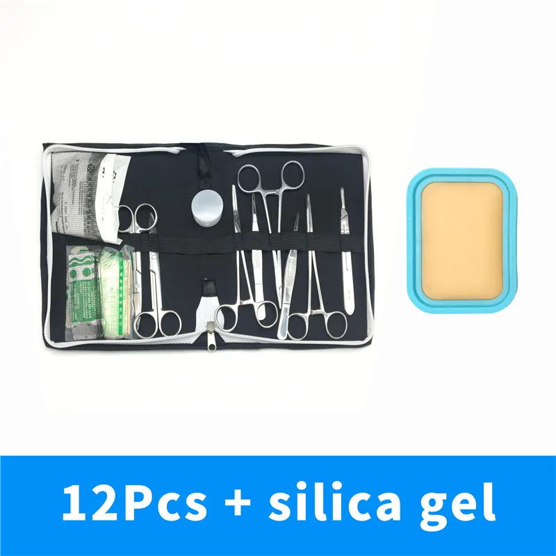 12Pcs and selica gel Science Aids training Surgical instrument tool kit/surgical suture package kits set for student - Цвет: 12Pcs and selica gel
