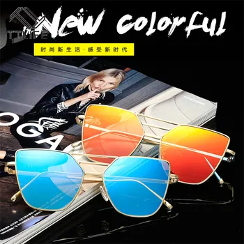 

TTLIFE Cat Eye Glasses Women Vintage Metal Sunglasses For Women Mirror Retro Colorful Reflective Lens Eyeware UV400 Gafas De Sol