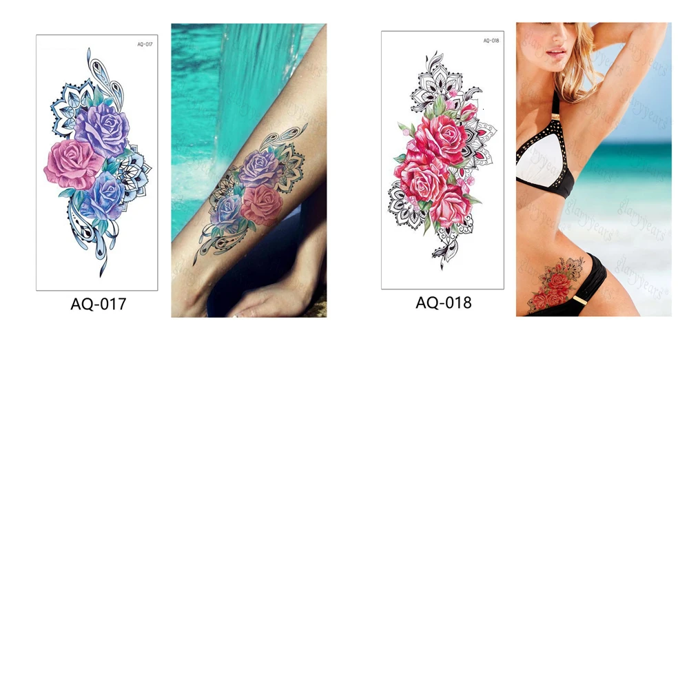 Glaryyears 1 лист цветочный узор временная татуировка наклейка красочная поддельная Вспышка водонепроницаемый Модный маленький боди-арт мужской женский AQ