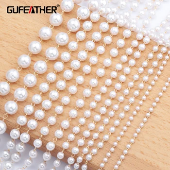 

GUFEATHER C89,jewelry accessories,18k gold plated,0.3 microns,diy chain,AAA pearl,diy chain necklace,jewelry making,3m/lot
