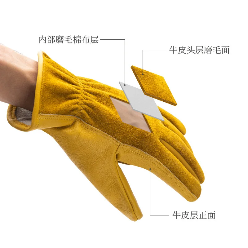 Tactical Gloves Naturehike Outdoor Work Leather Gloves Camping Heat Insulation Wear Resistant for Cutting Firewood BBQ