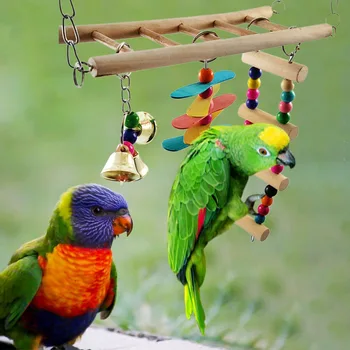 

Funny Bird Bell Toys Parrot Interactive Toys Wooden Ladders Swing Relieve Stress Swing Pet Supplies Home Balcony Decor