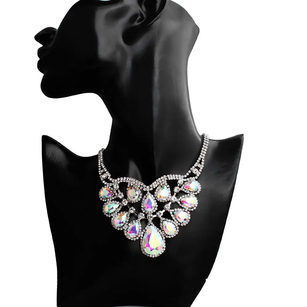 

Women Crystal Stunning Tassel Collar Luxury Statement Necklace for Banquet, Prom